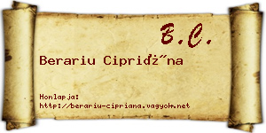 Berariu Cipriána névjegykártya